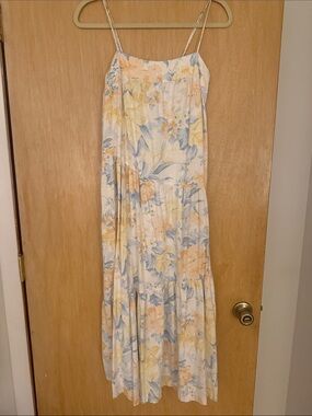 Abercrombie and Fitch Women’s Floral Maxi Sundress in Pastel Yellow & Blue